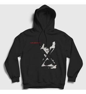 Presmono Unisex Siyah X Album Los Angeles Kapüşonlu Sweatshirt 433477tt