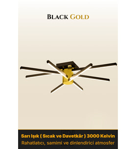 Nova 8 Gold LED Tavan Avize – Kumandalı Dim Edilebilir – Aşağı Işık