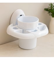 Yapışkanlı Duvara Monte Diş Fırçalık (Beyaz Plastik)