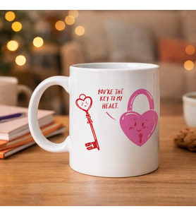 Northcity Model 27 – You’re The Key To My Heart Tasarımlı Porselen Kupa - Sevgiliye Arkadaşa Özel Anlamlı Hediye