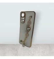 Xiaomi Redmi Note 11 zincirli taşlı silikon telefon kılıfı (Beyaz)
