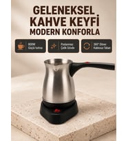Elektrikli Türk Kahvesi Cezvesi 800W Kablosuz Döner Tabanlı