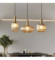 Rsylight Rustik Dekoratif Metal Modern Masa Üstü Eskitme Kaplama Bal Opal Camlı 3 lü Avize