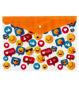 Bigpoint Çıtçıtlı Dosya A4 Emoji Desenli x 12 Adet