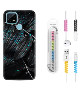 Realme C11 C21 C21Y C25Y C11 2021 Kılıf Kablo Koruma Spiral Silikon Foid Green 1643