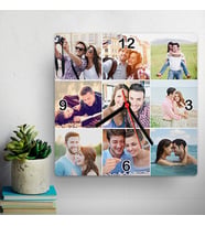 Kişiye Özel 9 Fotoğraflı Kare Duvar Saati