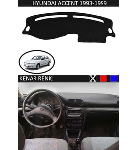 Hyundai Accent Yumurta Kasa 1993-1999 İçin Uygun Torpido Koruma Halısı Siyah Kenar Renk Kırmızı