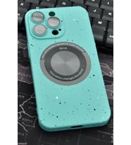 iPhone 14 Pro Uyumlu Mint Yeşil Benekli Desenli İnce Sert Kapak Kılıf Kamera Lens Korumalı