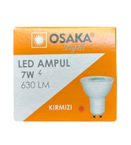 (1 Adet) Osaka 7W Kırmızı Işık GU10 Duylu (Kalın Duy) Led Çanak Ampul