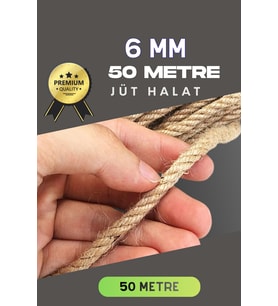 6 MM 50 Metre Jüt Halat Dekoratif Hasır İp Urgan Süs