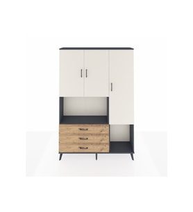 Arges Dolap 6 Raflı 3 Çekmeceli 3 Kapaklı 132x30x195 Antrasit-Aytaşı/Çam