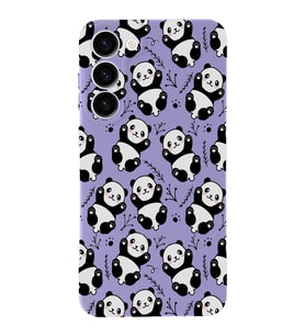 Samsung Galaxy S23 Uyumlu Lansman Kılıf Panda Tasarımlı İçi Kadife Kapak-Lila (Şeffaf)