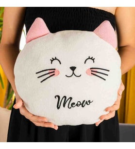 Meow Peluş Kedicik Yastık Sevimliliğiyle Sarılmalık, Yumuşacık Dekoratif Uyku Arkadaşı Yumoş Hediye