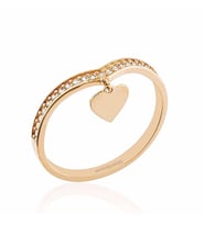 Kalp Rose Altın Yüzük 14K Gold Sarkık (Çok Renkli)