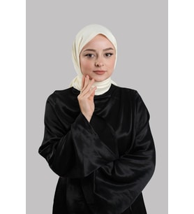 Ekru Düz Klasik Eşarp İtalyan Dikişli Pamuk Caz Sade 202210_27