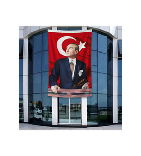 İstikbal GöklerdedirAtatürk ve Türk Bayrağı Poster Bayrak Raşel Kumal 4x6 metre ATA36