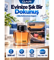 QAR LS 62 Araç Kokusu 500 ml Şık Cam Şişe Kalıcı Oto Parfümü Araç İçi Oda Ofis Kullanımına Uygun Izgaralı Kapak