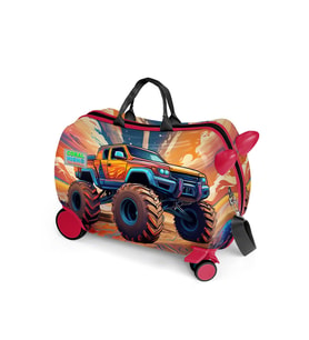 Coral High Kids Turuncu High Wheels Truck Desenli Otur-Çek Çocuk Valizi 16365