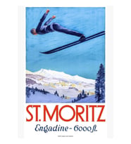 1928 St. Moritz Kayakla Atlayıcı Isviçre Seyahat Posteri Tablo Ahşap Poster Dekoratif