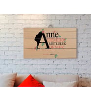 BK Gift Kişiye Özel Anne Demek Mutluluk Demek Tasarımlı Otantik Ahşap Palet Tablo-1