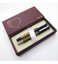 Signator® S256 Ahşap Mineli Roller Kalem + Tükenmez Kalem Set  İsme Özel Kalem  Hediyelik Kalem (Karışık)