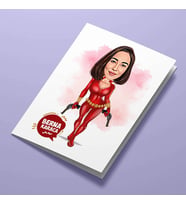 Kişiye Özel Aksiyon Seven Kadın Karikatürlü Tebrik Kartı