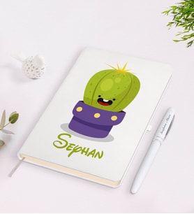 BK Gift Kişiye Özel İsimli Kaktüs Tasarımlı Beyaz Defter ve Kalem Seti-10