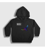 Presmono Unisex Çocuk Siyah Resistance Bird Muse Kapüşonlu Sweatshirt 70410tt