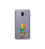 Samsung Galaxy J4 ile uyumlu Splash ahtapot tasarımlı şeffaf silikon kılıf