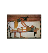 Ahşap Tablo Antik Mısırda Mumya Töreni (50x70 Cm Boyut)