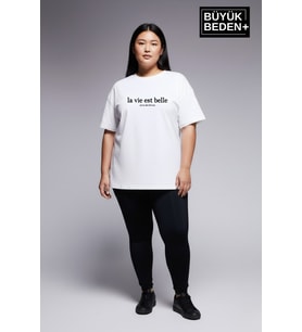 Kadın Büyük Beden L.v. Est Belle Baskılı 3xl-6xl Bisiklet Yaka Tshırt SPR26BTSK510-17
