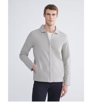 LCWAIKIKI Classic Gri Standart Kalıp Polo Yaka Erkek Fermuarlı Sweatshirt
