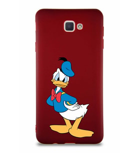 Samsung Galaxy J7 Prime Soft Premier Kapak Donald Duck-D Tasarımlı Silikon Kılıf - Mürdüm (Şeffaf)