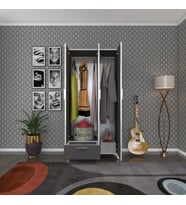 Kenzlife gardırop 3 kapaklı kapılı çekmeceli yasemin 168*80*42 gri ayaklı gardolap dolap (Karışık)