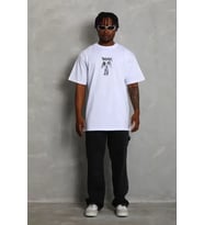 Erkek Baskılı T-Shirt Kısa Kol Bisiklet Yaka Regular Fit Rahat Kalıp Günlük Tişört - Beyaz