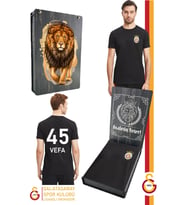 Galatasaray Orijinal Lisanslı Siyah Basic Kişiye Özel T-Shirt Hediyelik Ahşap Kutulu