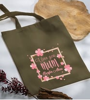 BK Gift Kişiye Özel İsimli Anneler Günü Tasarımlı Haki Kumaş Bez Çanta, Baskılı Omuz Çantası, Alışveriş Çantası, Anneler Günü Hediyesi, Anneye Hediye-7