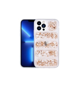 Apple iPhone 13 Pro Uyumlu Kılıf Kamera Korumalı Simli Airbag'li Zore Dalga Kapak (Gold)