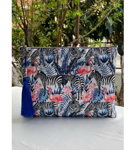 Mavi Flamingo Clutch Çanta