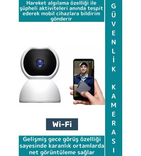 Ev Ofis Bebek Yaşlı Odası Gece Görüş Çift Yön Ses Hareket Algı Uyarı Bildirim Wifi Güvenlik Kamerası