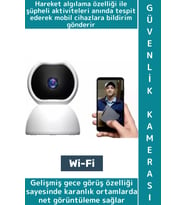 Ev Ofis Bebek Yaşlı Odası Gece Görüş Çift Yön Ses Hareket Algı Uyarı Bildirim Wifi Güvenlik Kamerası