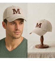 BK Gift Kişiye Özel Harf Nakışlı Vintage Gri Beyzbol Şapkası Unisex Eskitme Kumaş Metal Tokalı