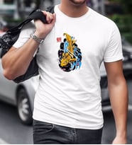 BK Gift Balık Tasarımlı Beyaz T-Shirt-1