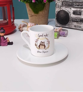 Baykuş Tasarımlı Kişiye Özel Baykuş Türk Kahvesi Fincanı