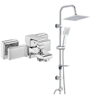 ECA Tiera Banyo Bataryası+T-MAY Banyo Çam Kare Tepe Duş Takımı Seti Paslanmaz Kr (Krom)
