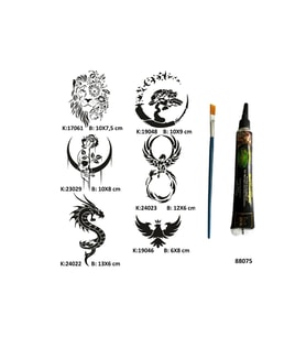 Vahşi Güzellikler Tüp Kına ve Fırça hediyeli Tattoo Geçici Dövme Seti