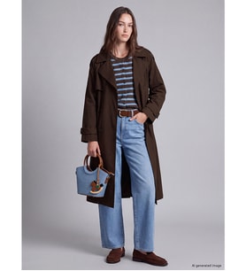 LCW Modest Kahverengi Kuşaklı Kadın Gabardin Trençkot