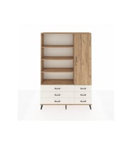 Arges Dolap 8 Raflı 6 Çekmeceli Tek Kapaklı  132x30x195 Çam-Çam/Aytaşı