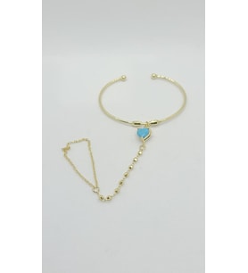 Golden Blue Heart Şahmeran Bileklik