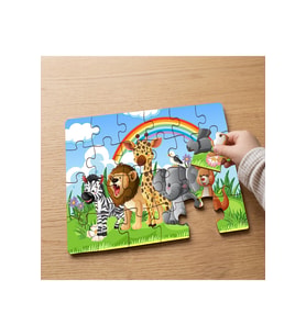 Gökkuşağı - Sevimli Hayvanlar Tasarımlı 24 Parça Ahşap Çocuk Puzzle